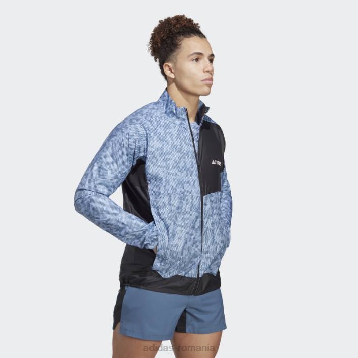 Adidas jachetă de vânt terrex trail running albastru alba adidas bărbați albastru zori/oțel 2JBN15228