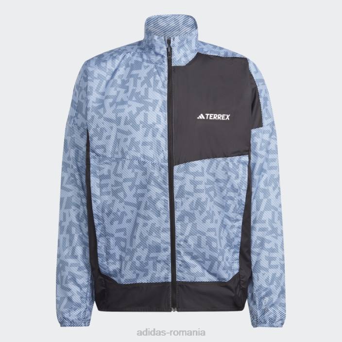 Adidas jachetă de vânt terrex trail running albastru alba adidas bărbați albastru zori/oțel 2JBN15228