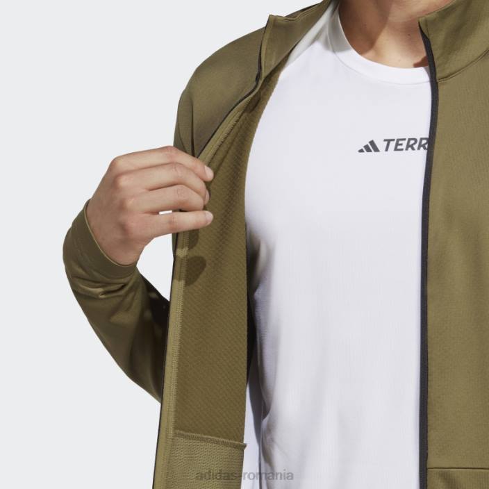 Adidas jachetă fleece cu fermoar multiplu olive terrex bărbați măsline 2JBN6089
