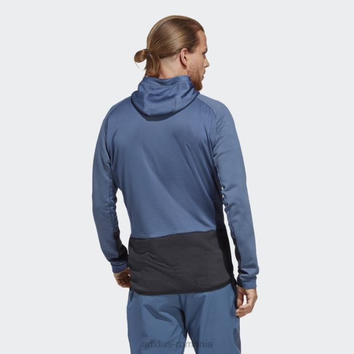 Adidas jachetă fleece pentru drumeții cu glugă din oțel terrex tech flooce bărbați oţel 2JBN14003