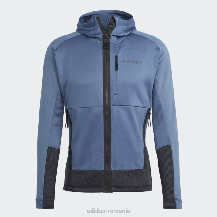 Adidas jachetă fleece pentru drumeții cu glugă din oțel terrex tech flooce bărbați oţel 2JBN14003