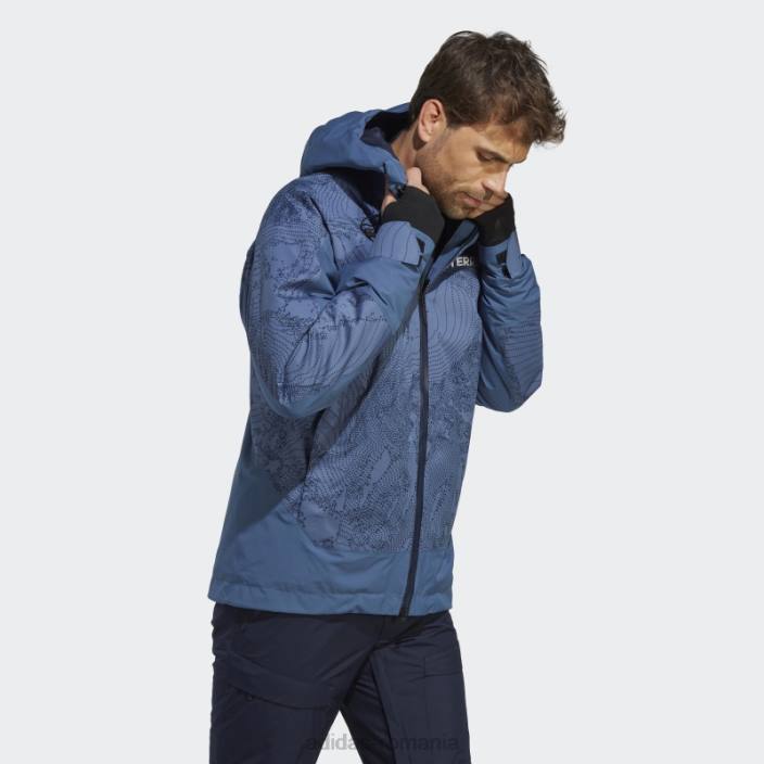 Adidas jachetă grafică pentru zăpadă izolată cu 2 straturi steel terrex bărbați oțel/cerneală 2JBN14075