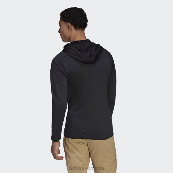 Adidas jachetă neagră cu glugă techrock flooce bărbați negru 2JBN13808