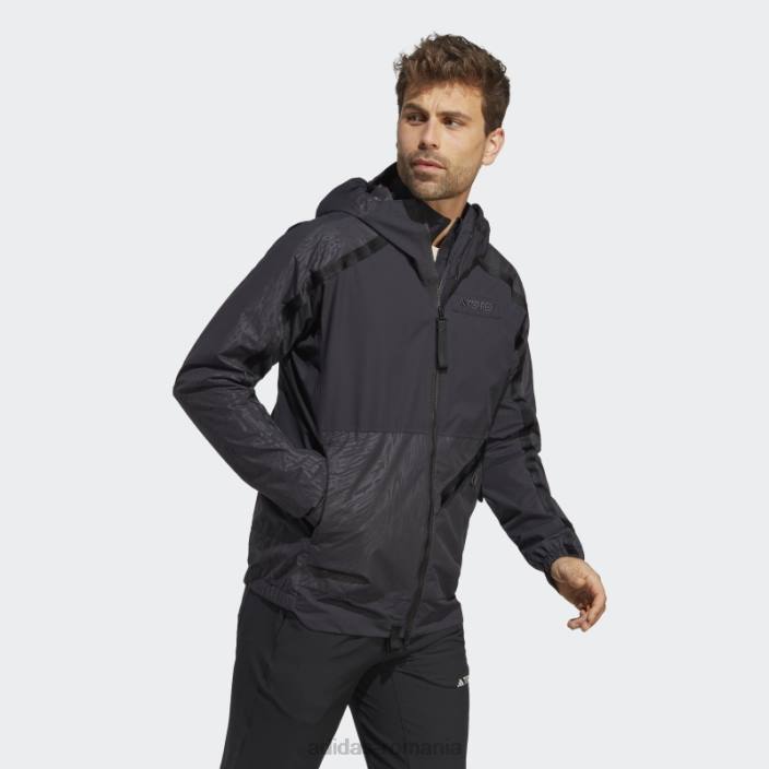 Adidas jacheta de ploaie neagra terrex utilitas rain.rdy 2,5 straturi bărbați negru 2JBN13996