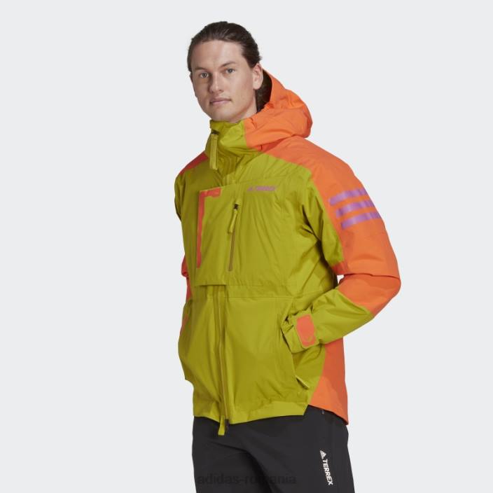 Adidas olive terrex xploric rain.rdy geacă de drumeție bărbați măsline/portocale 2JBN14884