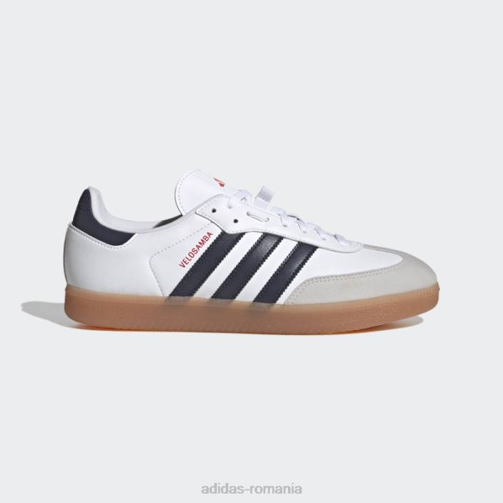 Adidas pantofii de ciclism vegani velosamba albi bărbați alb/albastru marin/stacojiu 2JBN12266