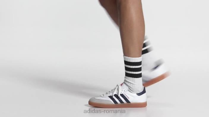 Adidas pantofii de ciclism vegani velosamba albi bărbați alb/albastru marin/stacojiu 2JBN12266