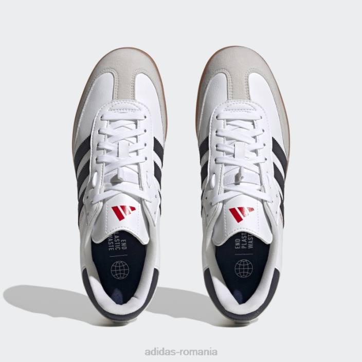 Adidas pantofii de ciclism vegani velosamba albi bărbați alb/albastru marin/stacojiu 2JBN12266