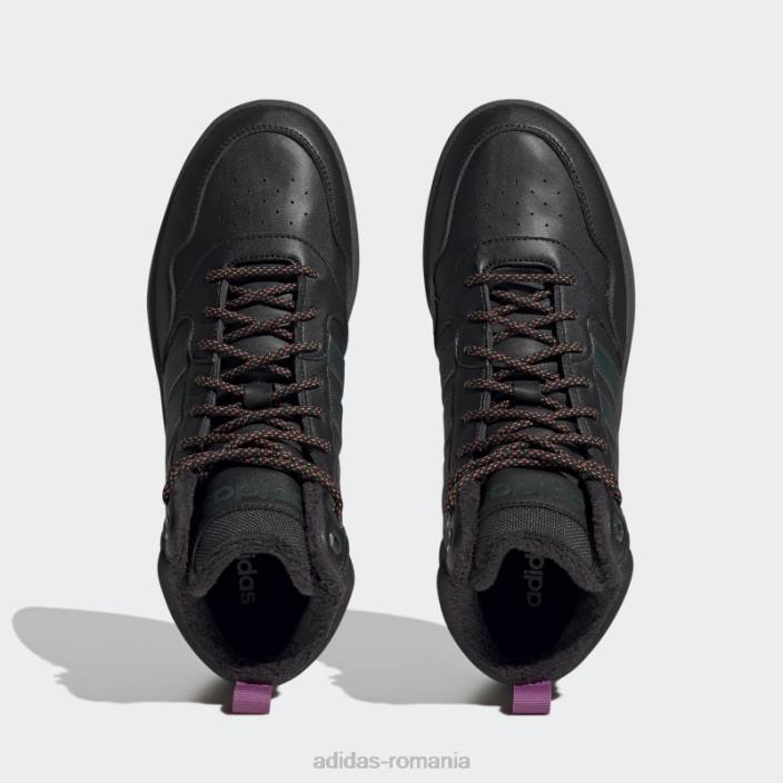 Adidas black hoops 3.0 mid lifestyle baschet clasic căptușeală de blană pantofi pentru iarnă adidas bărbați negru/verde/gumă 2JBN4821