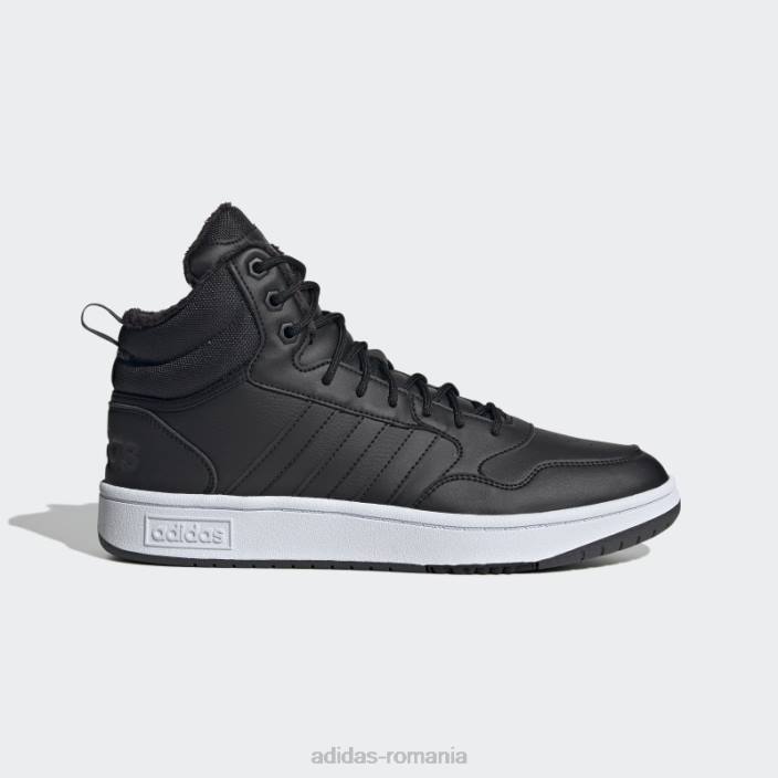 Adidas hoops 3.0 mid lifestyle baschet clasic căptușeală de blană pantofi pentru iarnă negru bărbați alb negru 2JBN4345