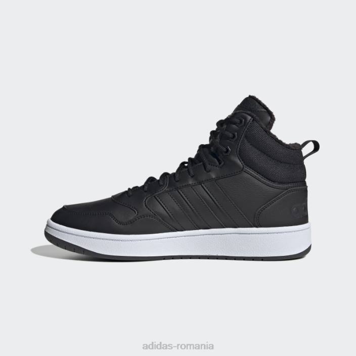 Adidas hoops 3.0 mid lifestyle baschet clasic căptușeală de blană pantofi pentru iarnă negru bărbați alb negru 2JBN4345