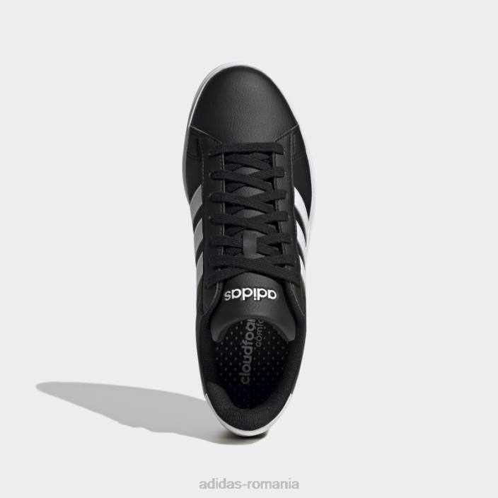 Adidas pantofi confort negri grand court cloudfoam bărbați alb negru 2JBN4768
