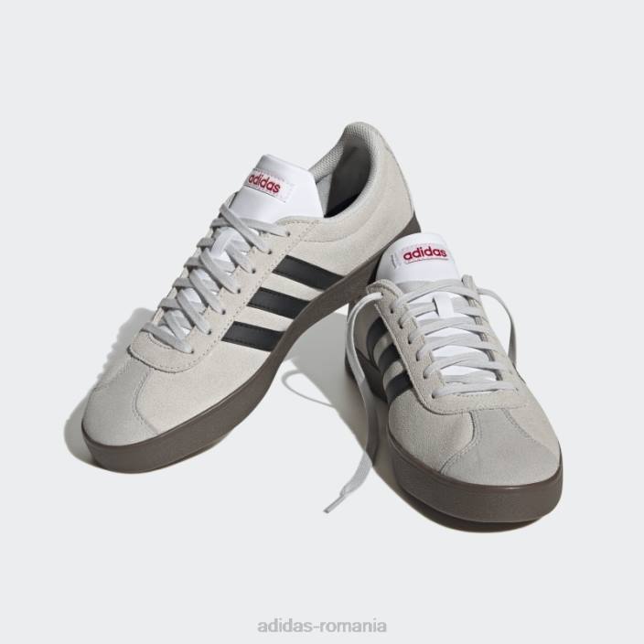 Adidas vl court lifestyle skateboarding pantofi din piele intoarsa gri adidas bărbați gri/negru/stacojiu 2JBN12198