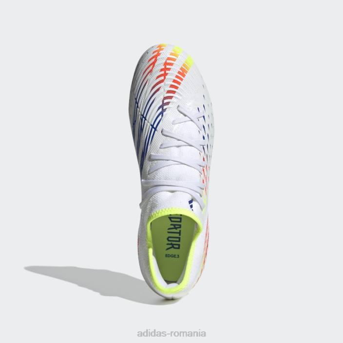 Adidas marginea de pradator alb.3 crampoane de fotbal joase pentru teren ferm bărbați alb/galben/albastru 2JBN20008