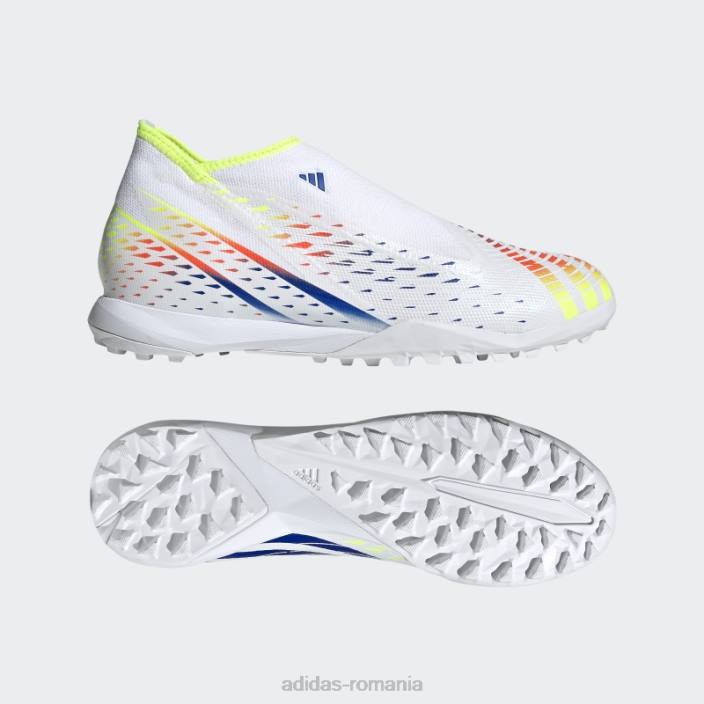 Adidas predator edge.3 pantofi de fotbal turf fără șireturi albi bărbați alb/galben/albastru 2JBN19994
