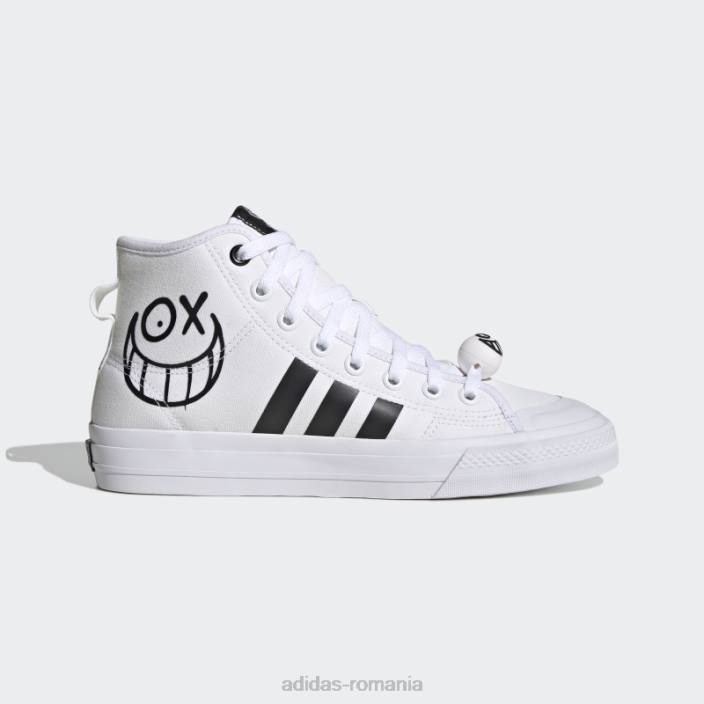 Adidas alb nizza high rf x andré saraiva pantofi adidas bărbați strălucire albă/neagră/roz 2JBN4683