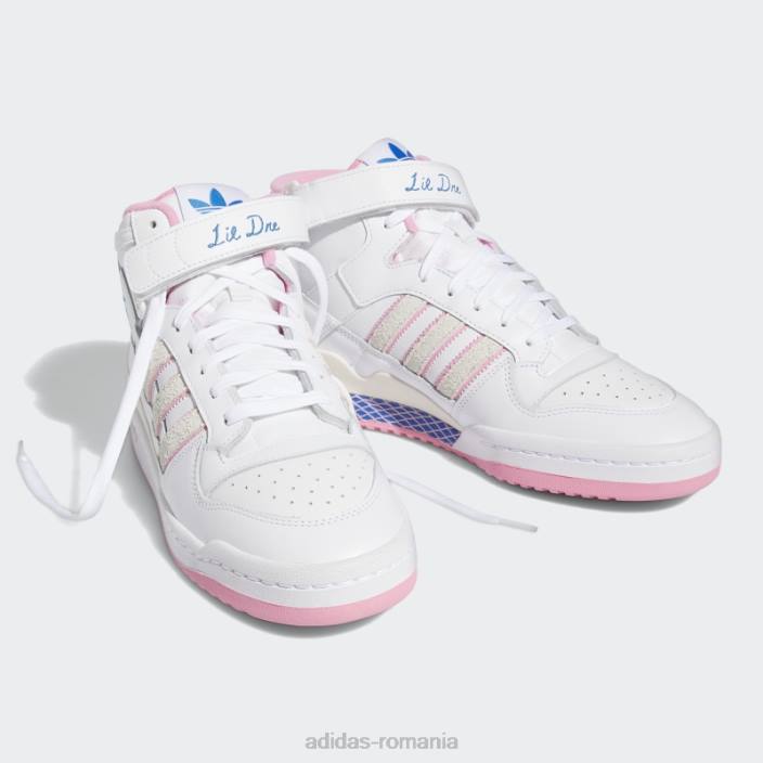 Adidas forum 84 mid adv x lil dre pantofi albi bărbați alb/roz 2JBN578