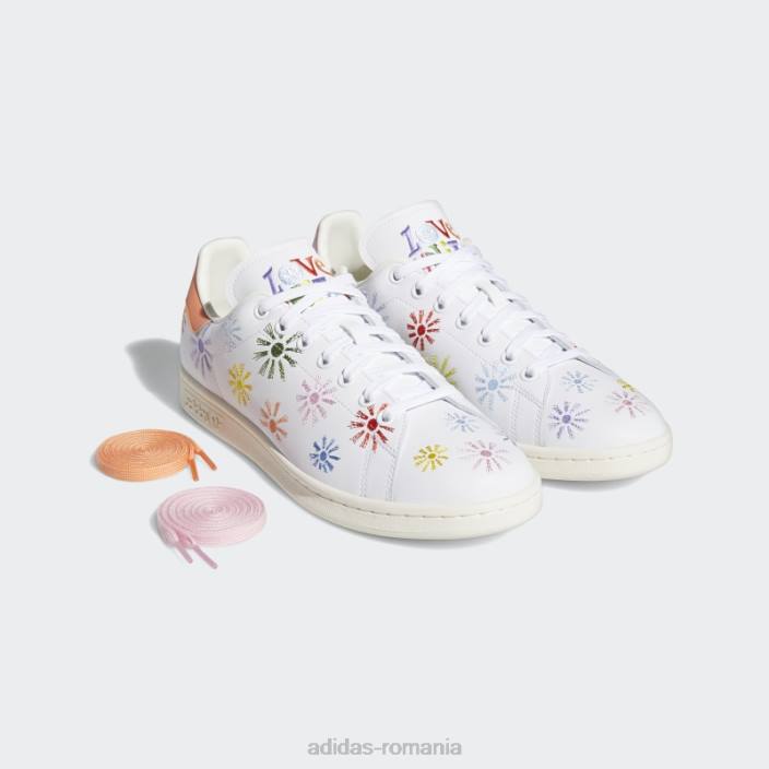 Adidas pantofi albi stan smith pride bărbați alb/roz adevărat 2JBN538