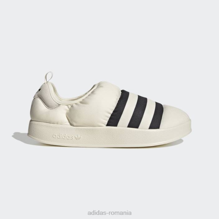 Adidas pantofi puffylette albi bărbați alb negru 2JBN3865