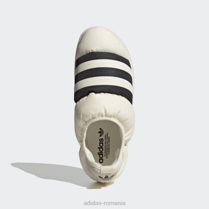 Adidas pantofi puffylette albi bărbați alb negru 2JBN3865