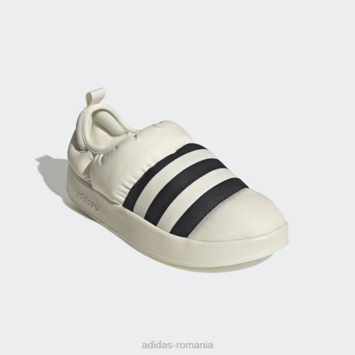 Adidas pantofi puffylette albi bărbați alb negru 2JBN3865