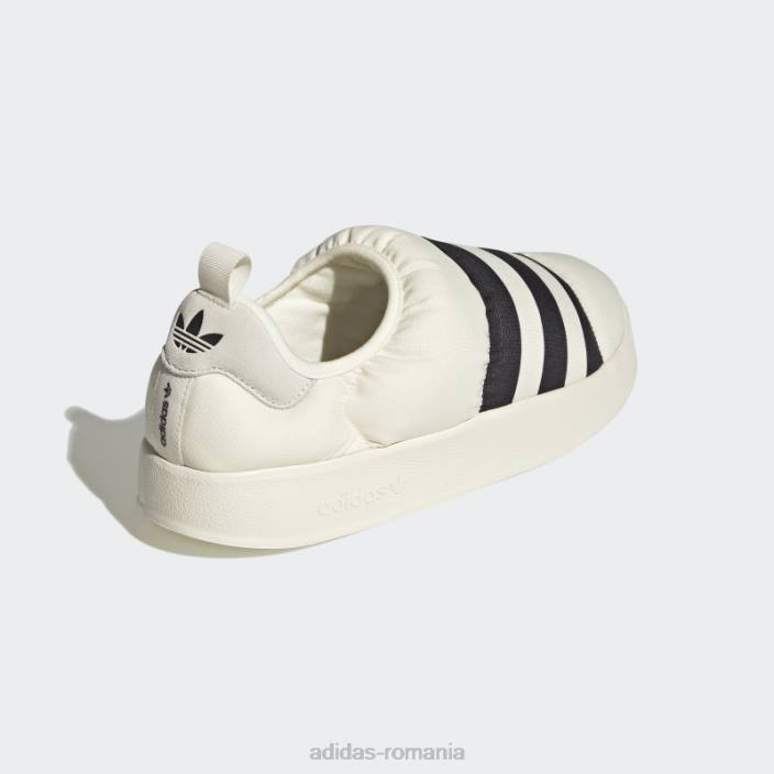 Adidas pantofi puffylette albi bărbați alb negru 2JBN3865