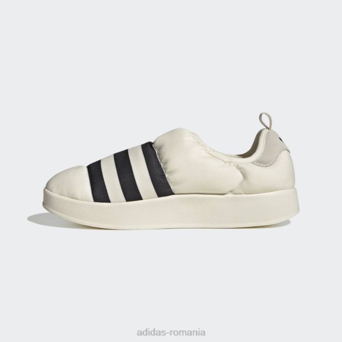 Adidas pantofi puffylette albi bărbați alb negru 2JBN3865