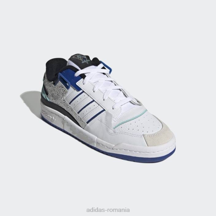 Adidas forum exhib pantofi jos albastru bărbați alb/albastru/aqua 2JBN19718