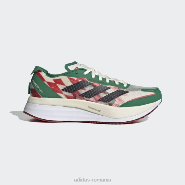 Adidas pantofi alergare adizero boston 11 alb bărbați alb/negru/verde intens 2JBN19322