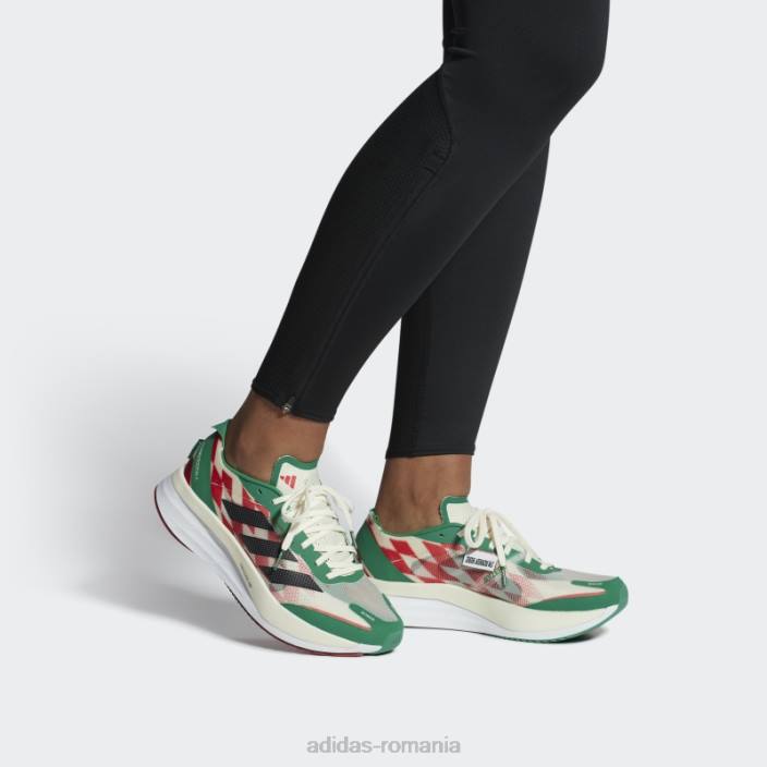 Adidas pantofi alergare adizero boston 11 alb bărbați alb/negru/verde intens 2JBN19322