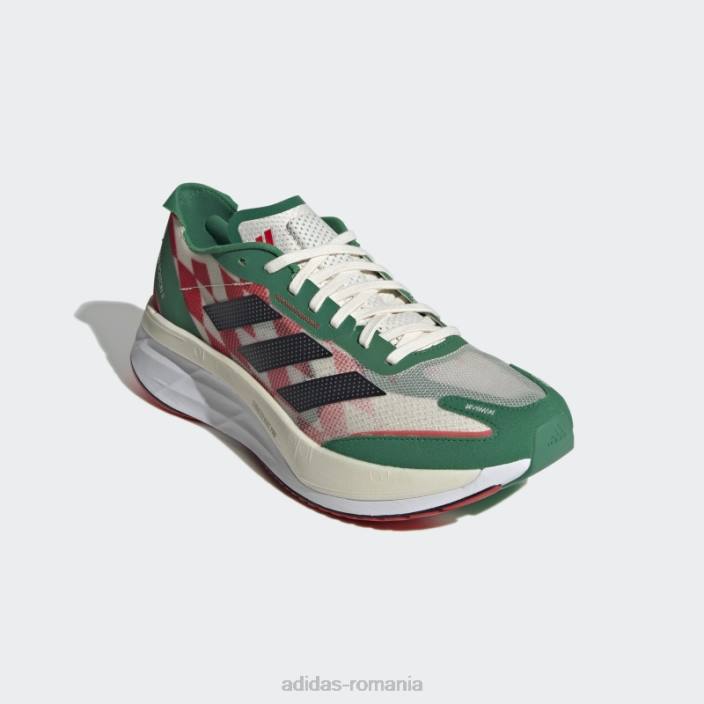 Adidas pantofi alergare adizero boston 11 alb bărbați alb/negru/verde intens 2JBN19322