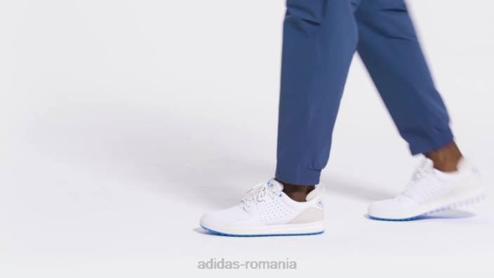 Adidas pantofi de golf flopshot spikeless alb adidas bărbați alb/auriu metalic/albastru papură 2JBN19476
