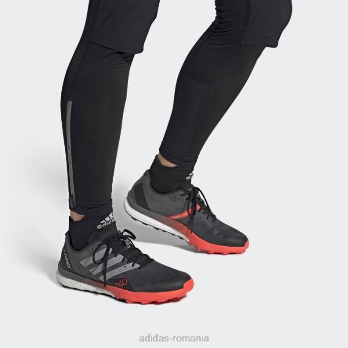 Adidas pantofi negri terrex speed ultra trail running bărbați negru/argintiu/rosu 2JBN19690