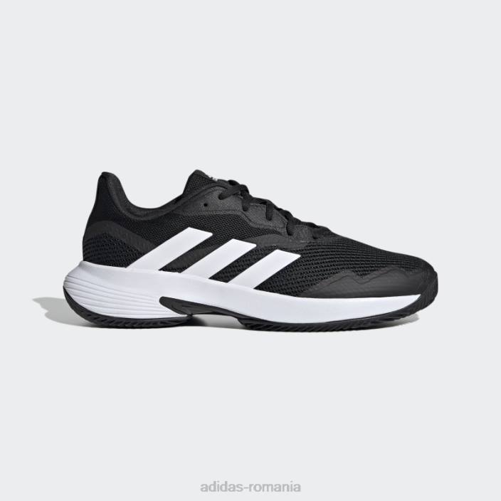 Adidas pantofi de tenis negri pe zgură de control Courtjam bărbați alb negru 2JBN13012