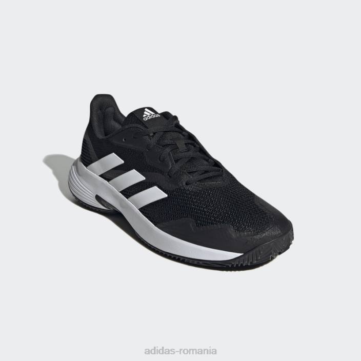 Adidas pantofi de tenis negri pe zgură de control Courtjam bărbați alb negru 2JBN13012