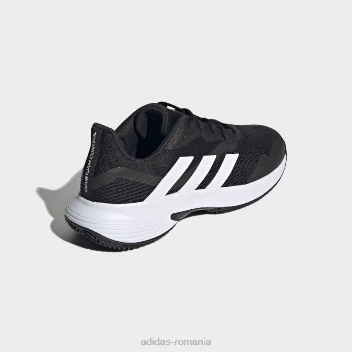 Adidas pantofi de tenis negri pe zgură de control Courtjam bărbați alb negru 2JBN13012
