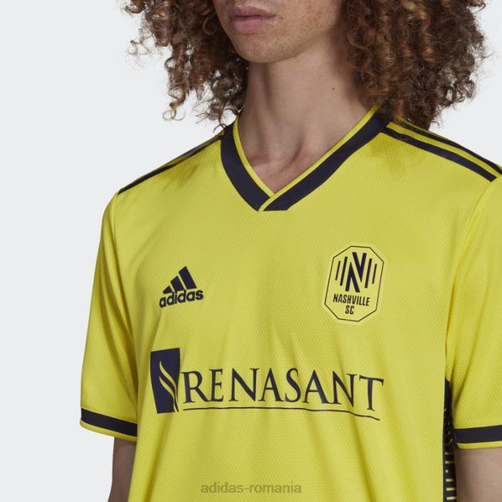 Adidas soc galben nashville sc 22/23 home tricou autentic adidas bărbați galben șoc/cerneală nobilă 2JBN20553