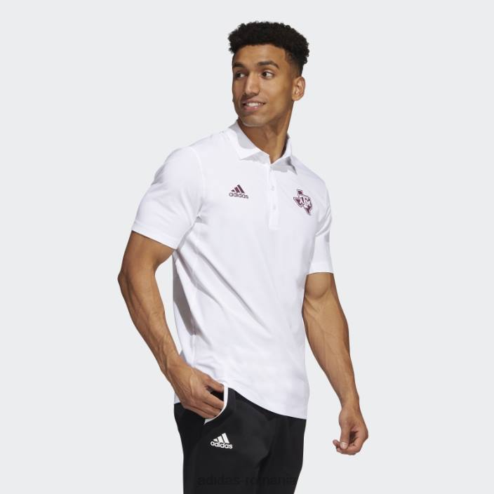 Adidas tricou polo alb al antrenorilor stadionului Aggies bărbați alb/maro/multi 2JBN20669