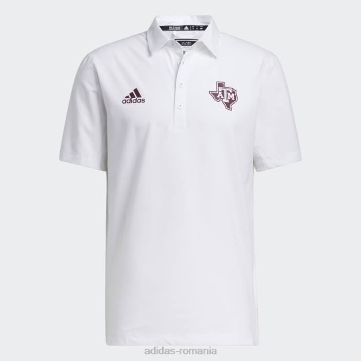Adidas tricou polo alb al antrenorilor stadionului Aggies bărbați alb/maro/multi 2JBN20669