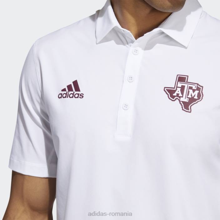 Adidas tricou polo alb al antrenorilor stadionului Aggies bărbați alb/maro/multi 2JBN20669