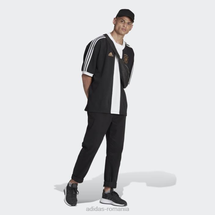 Adidas tricou trei sferturi cu iconița neagră a Germaniei bărbați alb negru 2JBN20255