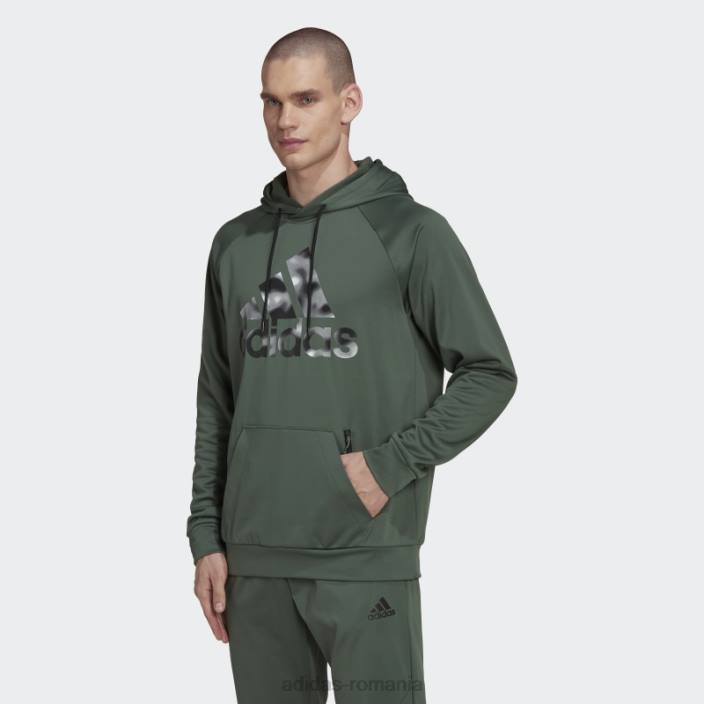 Adidas Green oxide aeroready game and go camo logo hanorac bărbați oxid verde 2JBN20770