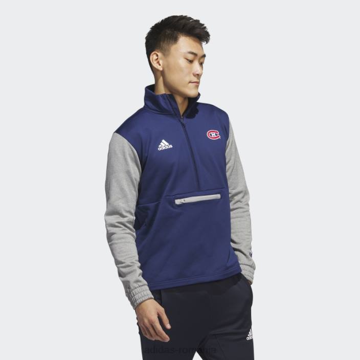 Adidas canadiens 22 nhl jachetă cu fermoar 1/4 bleumarin bărbați bleumarin/gri mediu/nhl-mca-508 2JBN20785