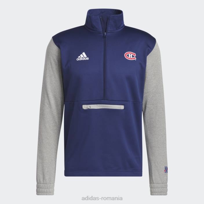 Adidas canadiens 22 nhl jachetă cu fermoar 1/4 bleumarin bărbați bleumarin/gri mediu/nhl-mca-508 2JBN20785