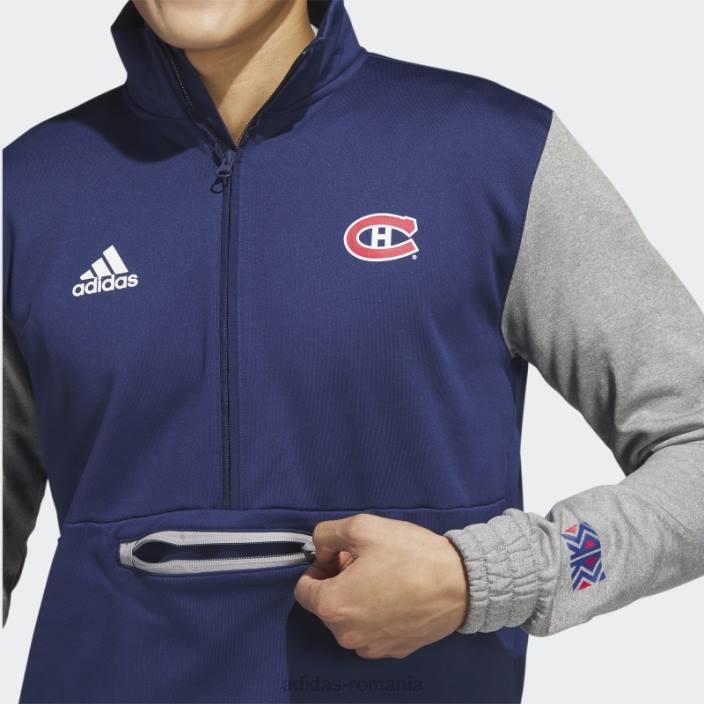 Adidas canadiens 22 nhl jachetă cu fermoar 1/4 bleumarin bărbați bleumarin/gri mediu/nhl-mca-508 2JBN20785