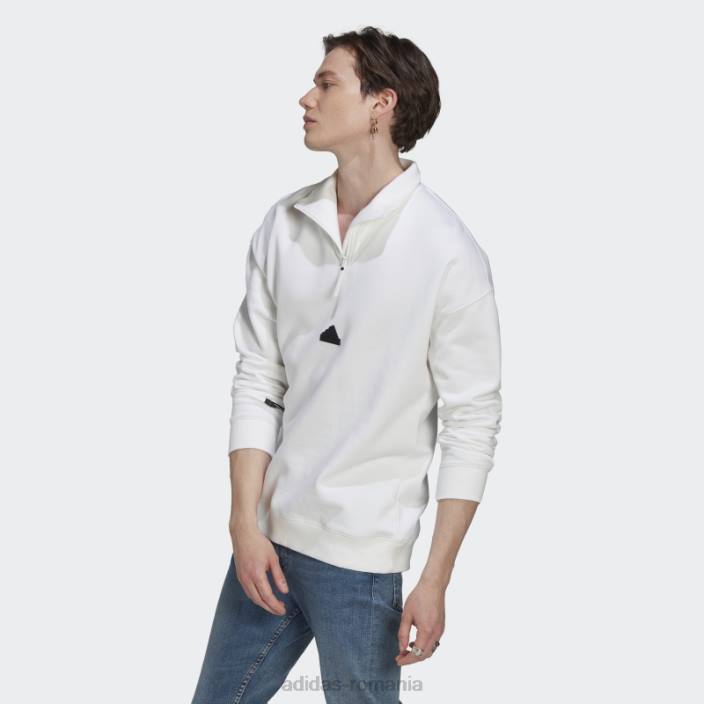 Adidas hanorac alb cu fermoar 1/4 bărbați alb 2JBN20752