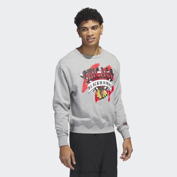 Adidas hanorac blackhawks vintage crew gri mediu adidas bărbați gri mediu/alb/multi 2JBN20922