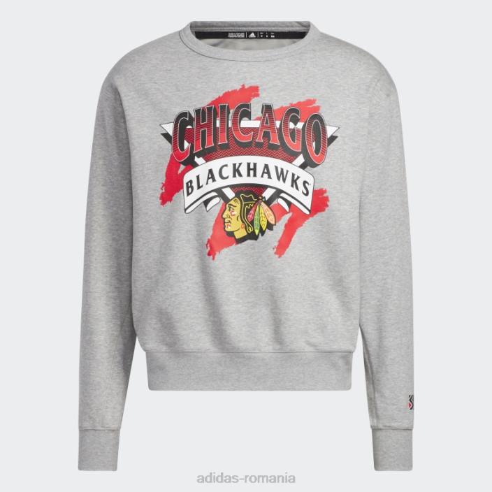 Adidas hanorac blackhawks vintage crew gri mediu adidas bărbați gri mediu/alb/multi 2JBN20922