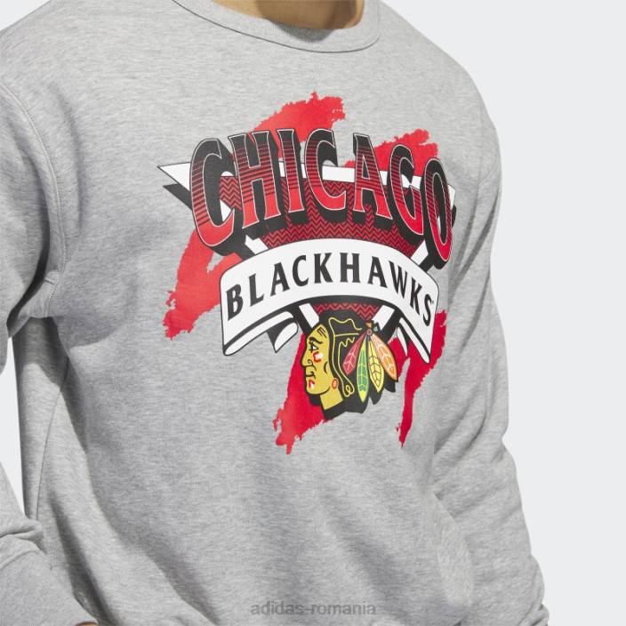 Adidas hanorac blackhawks vintage crew gri mediu adidas bărbați gri mediu/alb/multi 2JBN20922