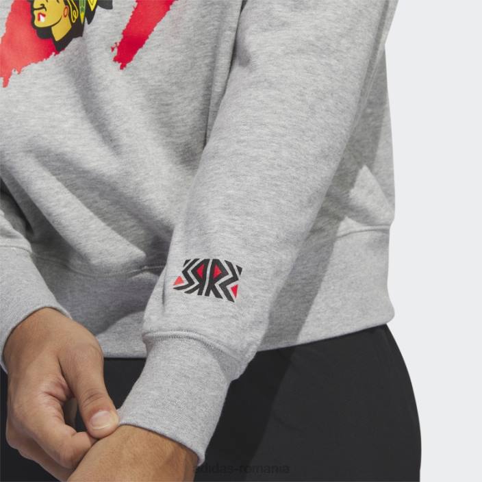 Adidas hanorac blackhawks vintage crew gri mediu adidas bărbați gri mediu/alb/multi 2JBN20922